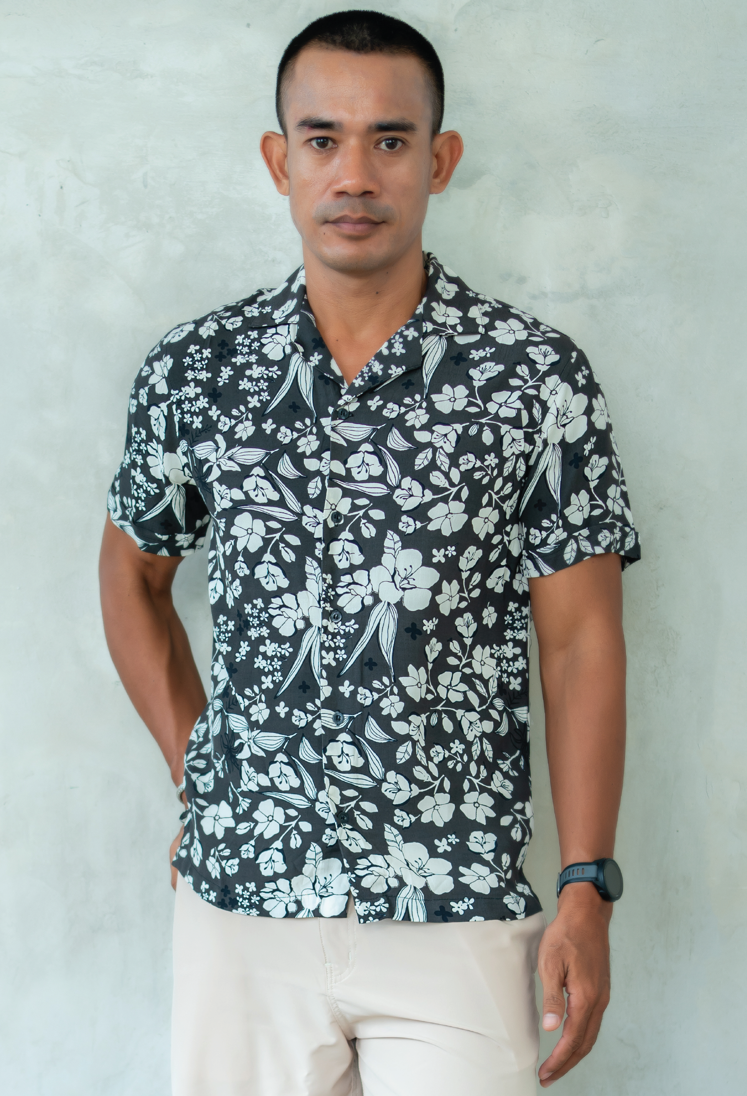 Shirt Sacha Flowers Dark Grey